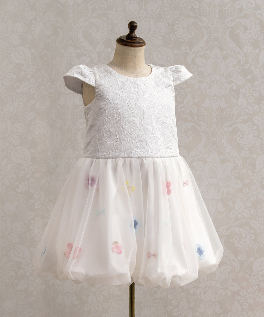 日本童裝 panpantutu 白色花瓣絲帶氣球泡泡禮服裙 100-130cm 女童款 夏季 DRESSES 面試/宴會/表演