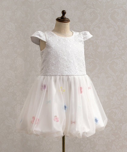 日本童裝 panpantutu 白色花瓣絲帶氣球泡泡禮服裙 100-130cm 女童款 夏季 DRESSES 面試/宴會/表演
