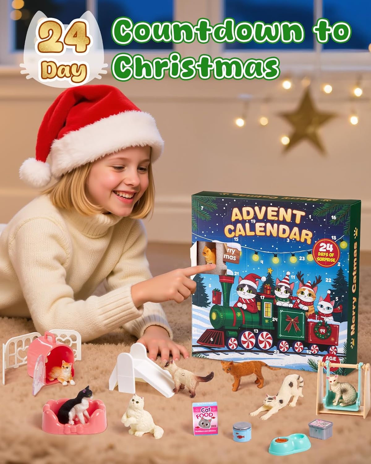 英美直送 Cat Figurines & Playground 聖誕倒數日曆 兒童款 聖誕快樂特輯 聖誕倒數日曆A 不參與$900免運 滿$900可加$25免運 Christmas Advent Calendars 2025