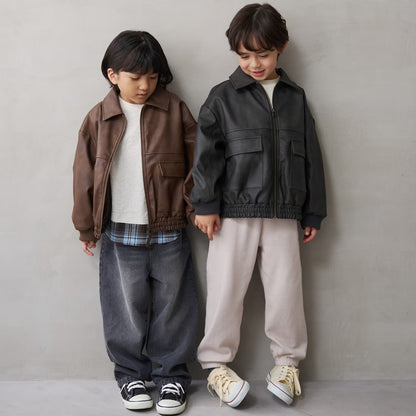 日本童裝 b・R# 仿皮皮褸外套 110-140cm 男童款 冬季(適合初秋、香港平均溫度、寒冷天氣）OUTERWEAR 【日本預售：2026年9月中旬】