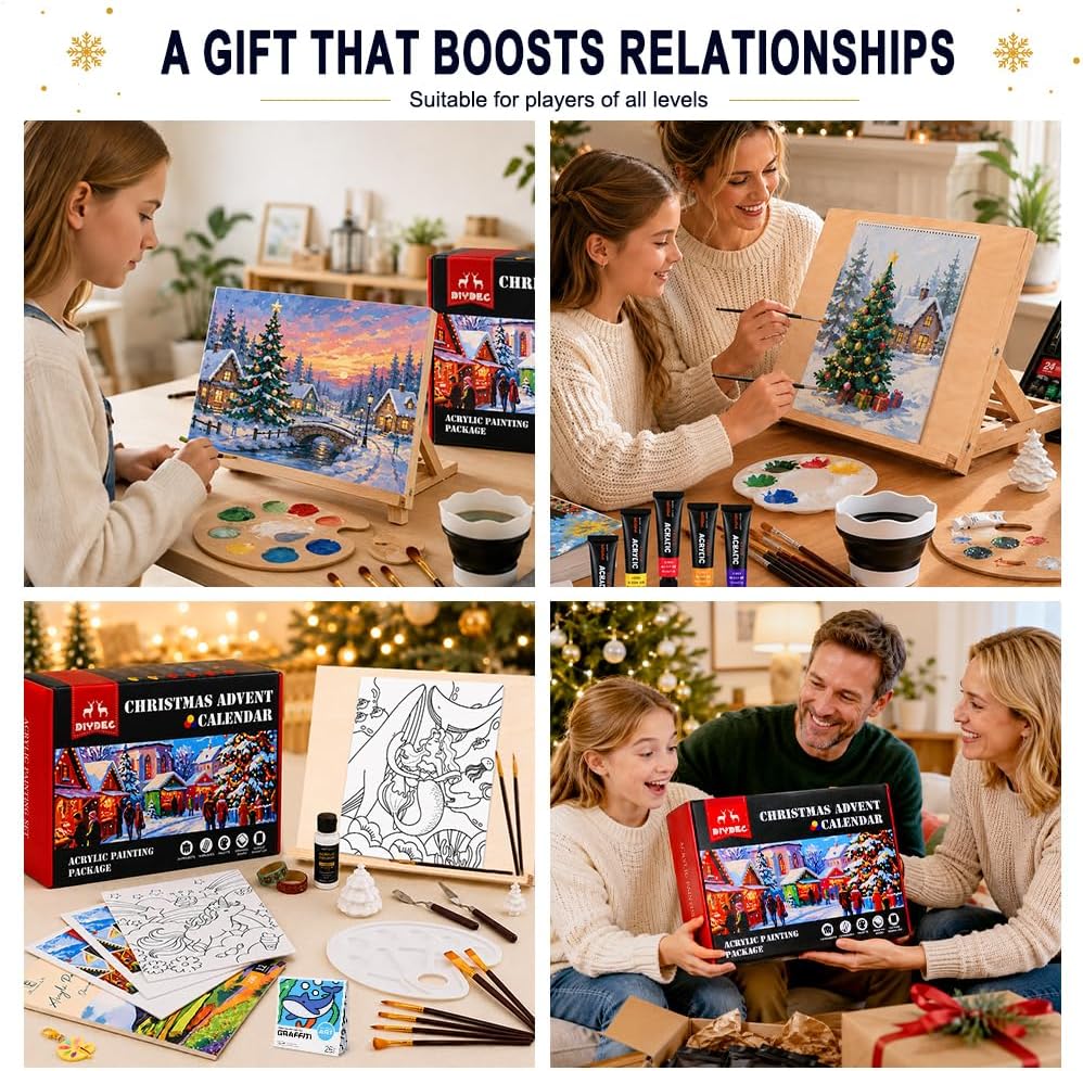 日英美直送 DIYDEC Acrylic painting set Advent Calendar 聖誕倒數日曆 大人款/兒童款 聖誕快樂特輯 不參與$900免運 滿$900可加$25免運到順豐站/智能櫃 Christmas Advent Calendars 2026