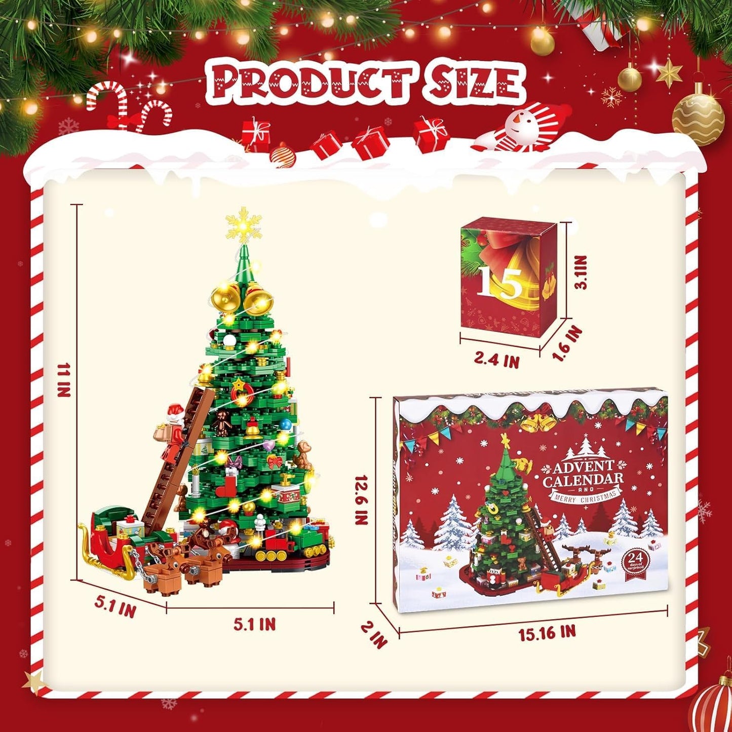 英美直送 LED Christmas Tree Building Blocks Set 聖誕倒數日曆 大人款/兒童款 聖誕快樂特輯 聖誕倒數日曆A 不參與$900免運 滿$900可加$25免運 Christmas Advent Calendars 2025