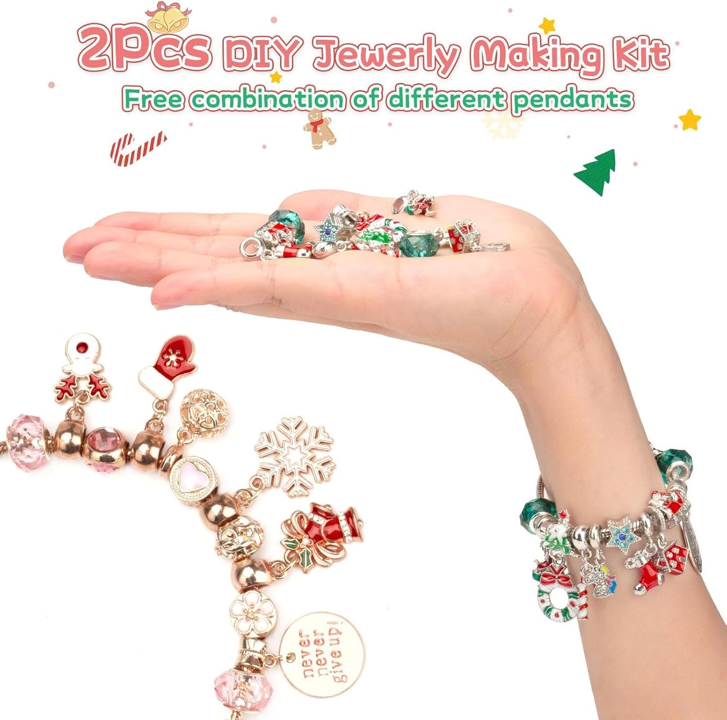 英美直送 Pink DIY Charm Bracelet Jewelry 聖誕倒數日曆 兒童款 聖誕快樂特輯 聖誕倒數日曆A 不參與$900免運 滿$900可加$25免運 Christmas Advent Calendars 2025