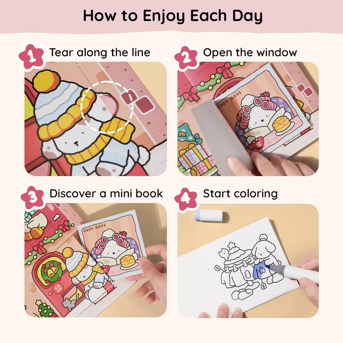日英美直送 Cozy Coloring Book Bundle Advent Calendar 聖誕倒數日曆 兒童款 聖誕快樂特輯 不參與$900免運 滿$900可加$25免運到順豐站/智能櫃 Christmas Advent Calendars 2026