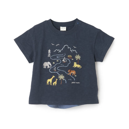 日本童裝 pe#main 野生動物園刺繡短袖上衣 80-130cm 男童款 初生嬰兒 夏季 TOPS