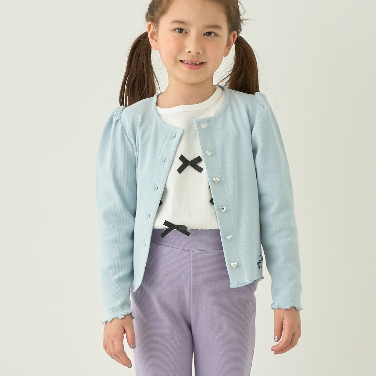 日本童裝 Ly# mine 心型紐扣羅紋外套 100-140cm 女童款 秋季 TOPS OUTERWEAR
