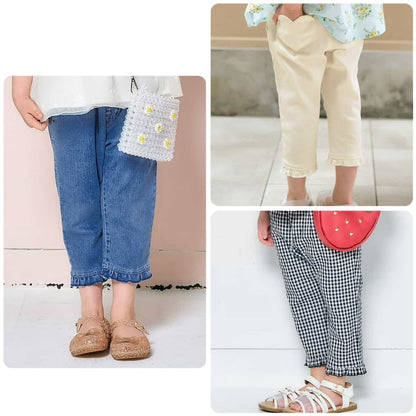Japanese children's clothing apres les cours heart-shaped pocket cropped pants 80-140cm girls' summer PANTS 
