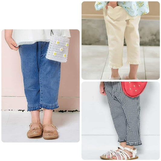 Japanese children's clothing apres les cours heart-shaped pocket cropped pants 80-140cm girls' summer PANTS 
