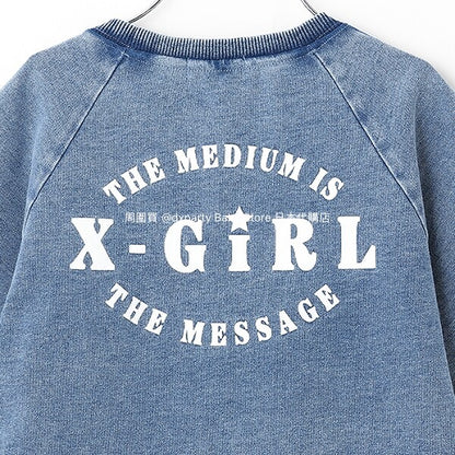 Japanese X-girl Stages Denim Two-Piece Set (80-140cm) for Girls (Summer TOPS PANTS) 