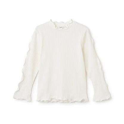 日本童裝 Ly# mine 木耳邊高領上衣 100-150cm 女童款 秋季 TOPS