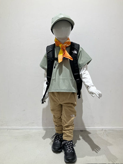 Japanese children's clothing TNF waterproof series high-stretch static care fine logo print top 100-120cm boys/girls summer TOPS 