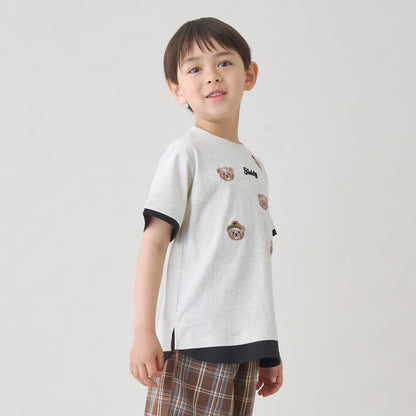 日本童裝 b・R# 假兩件刺繡圖案上衣 90-140cm 男童款 夏季 TOPS