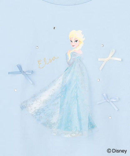 日本童裝 aF#a325 x Disney FROZEN 接觸冷感 薄紗袖印花上衣 90-130cm 女童款 夏季 TOPS