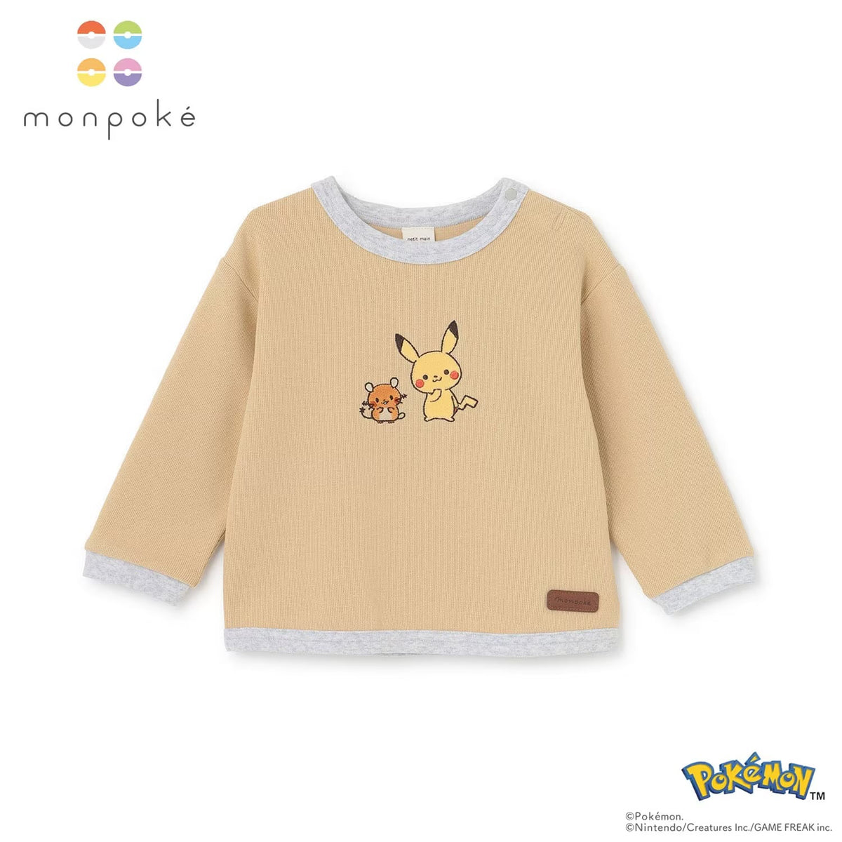 日本童裝 pe#main x【monpoke】貼花長袖上衣 80-120cm 男童款/女童款 秋季 TOPS