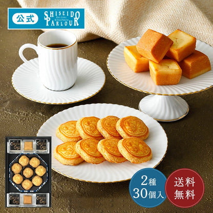 日本直送東京 銀座 資生堂 花椿藍罐裝曲奇蛋糕禮盒 2種30個 新年行運發財特輯 Christmas Happy New Year 馬年 限定手信