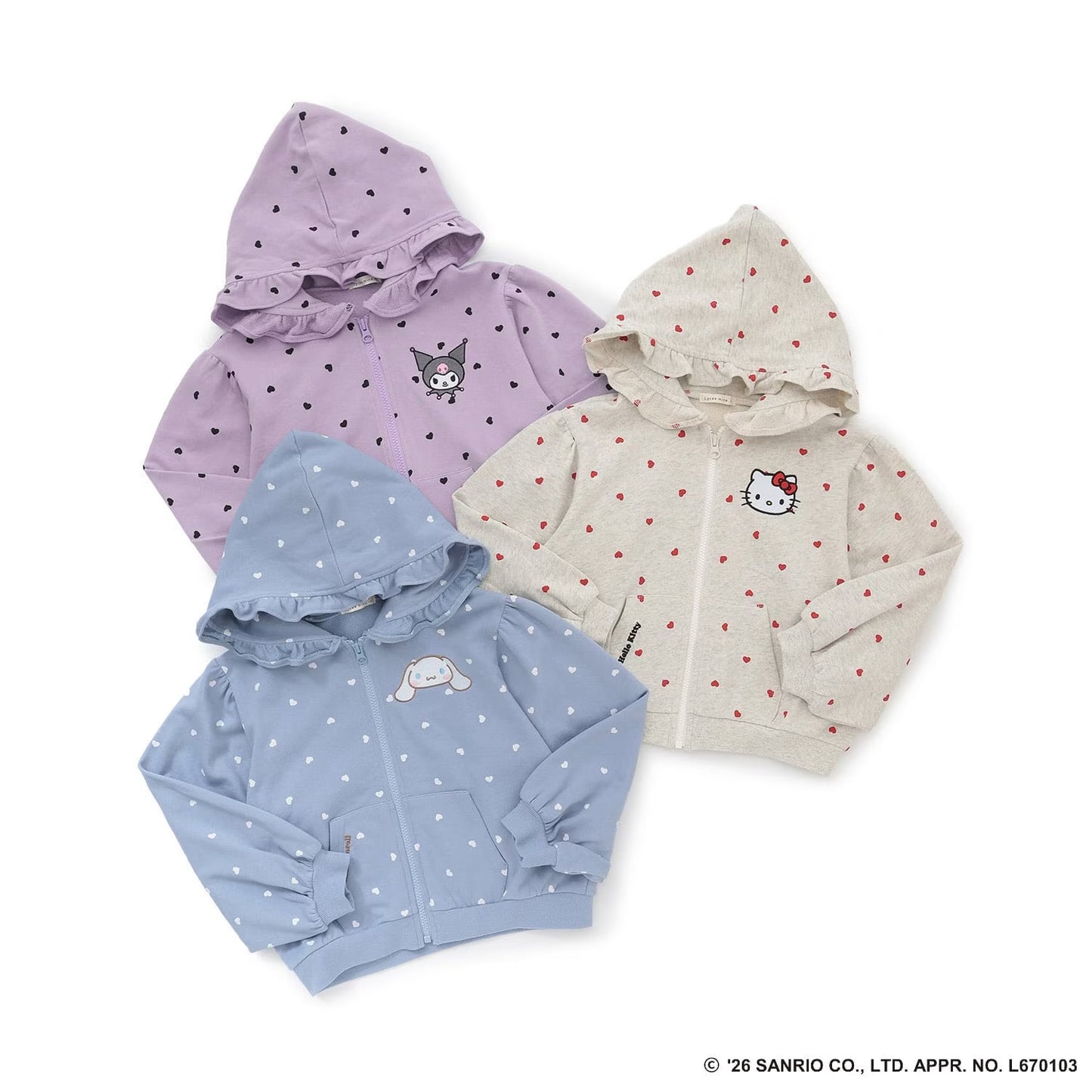 日本童裝 Ly# mine x Sanrio 花邊口袋衛衣外套 90-140cm 女童款 秋季 OUTERWEAR