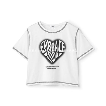 Lovetoxic Japanese children's clothing water-absorbing quick-drying letter print top 140-170cm girls summer TOPS 