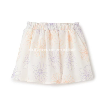 Japanese children's clothing pe#main flower embroidered skirt 80-130cm girls summer SKIRTS 