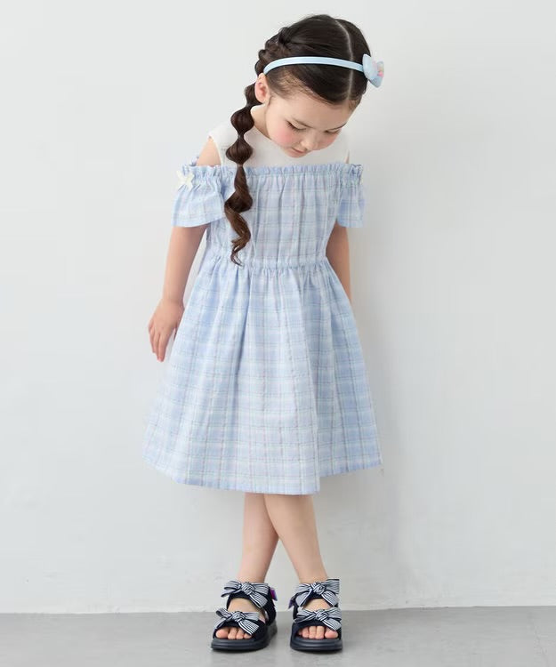 日本童裝 aF#a325 露肩連身裙 100-150cm 女童款 夏季 DRESSES