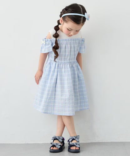 日本童裝 aF#a325 露肩連身裙 100-150cm 女童款 夏季 DRESSES