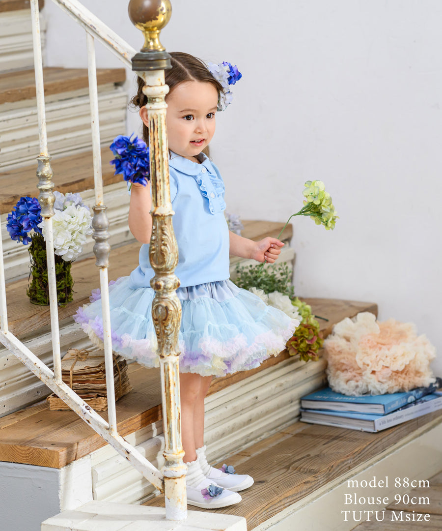 日本童裝 panpantutu 2Way雙面 藍色花瓣 tutu裙 70-135cm 女童款 初生嬰兒 夏季 SKIRTS