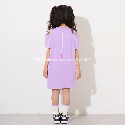Japanese children's clothing X-girl Stages off-the-shoulder dress 80-140cm girls' summer dresses 
