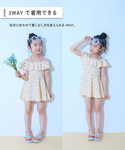 日本童裝 dev!rock 防UV 花邊領泳衣兩件套裝 100-160cm 女童款 夏季 DRESSES PANTS 夏日玩水泳衣特輯