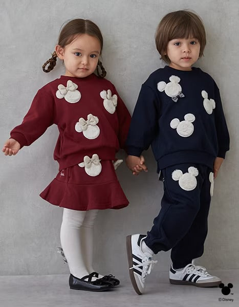 日本童裝 pe#main x Disney 毛毛圖案衛衣 80-130cm 男童款/女童款 冬季 TOPS 聖誕紅/新年紅