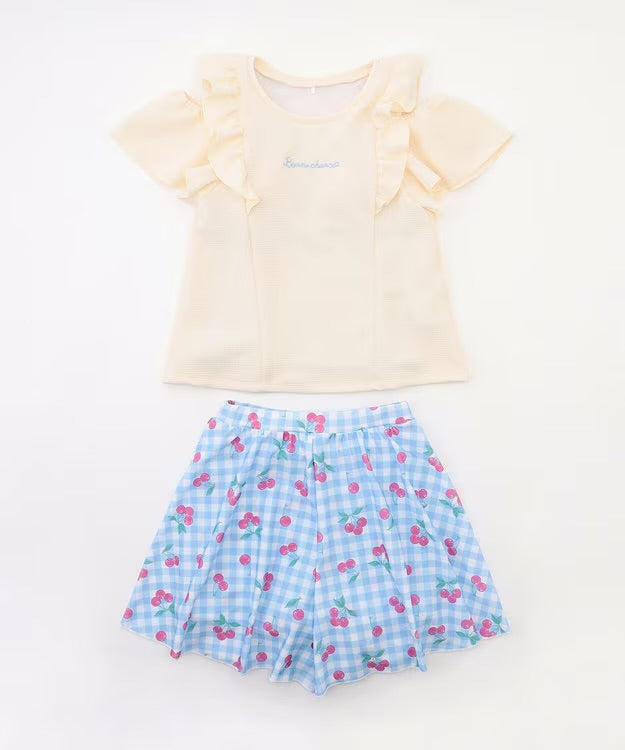 日本童裝 aF#a325 防UV 泳衣兩件套裝 100-140cm 女童款 夏季 夏日玩水泳衣特輯