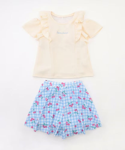 日本童裝 aF#a325 防UV 泳衣兩件套裝 100-140cm 女童款 夏季 夏日玩水泳衣特輯