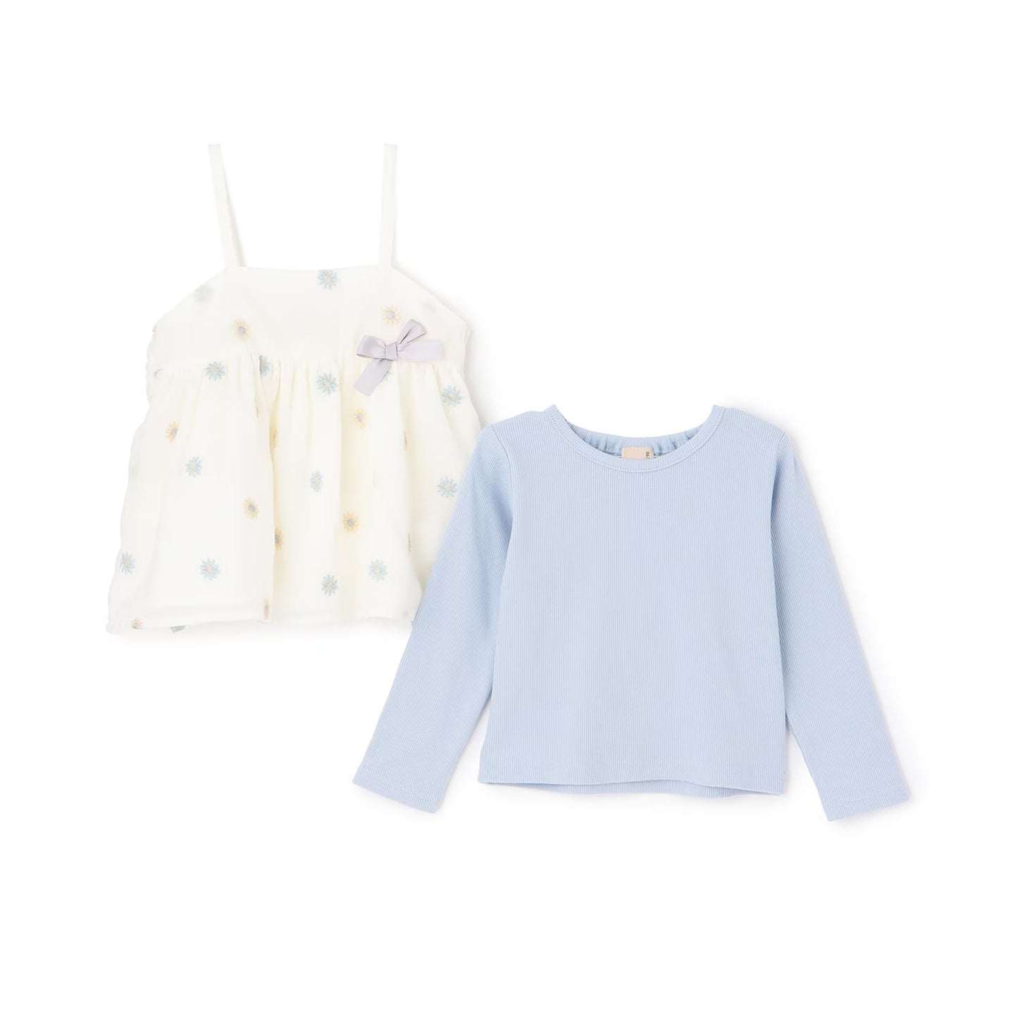 日本童裝 pe#main 刺繡花吊帶及上衣套裝 80-130cm 女童款 夏季 TOPS