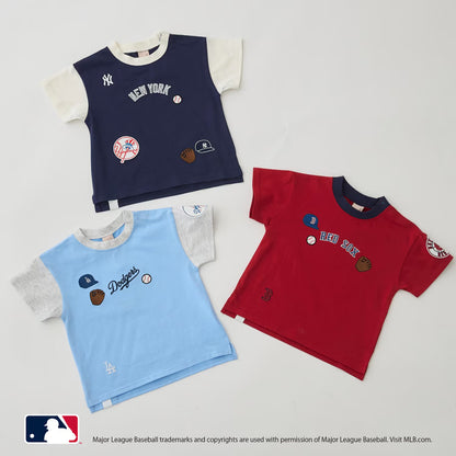 日本童裝 pe#main x 【MLB】徽章貼花上衣 80-130cm 男童款 夏季 TOPS