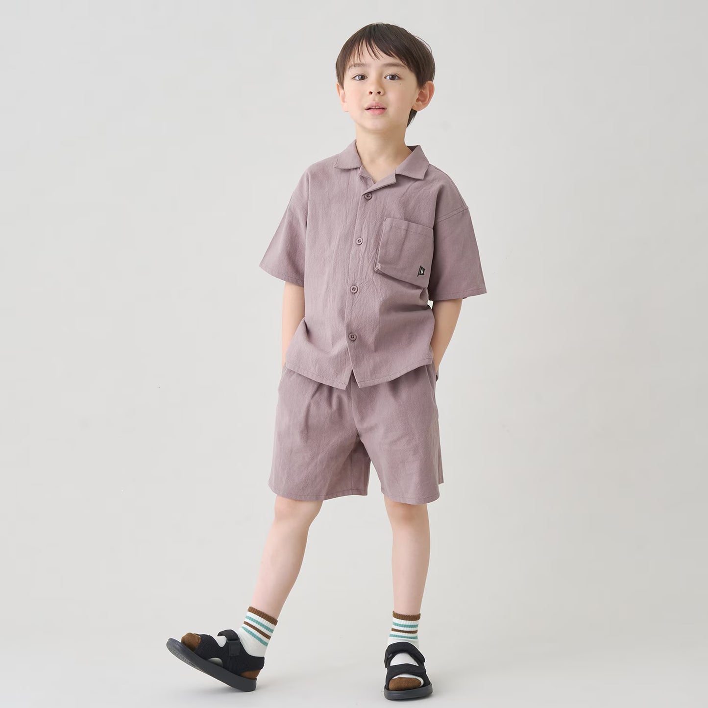 日本童裝 b・R# 襯衫短褲兩件套裝 100-140cm 男童款 夏季 TOPS PANTS