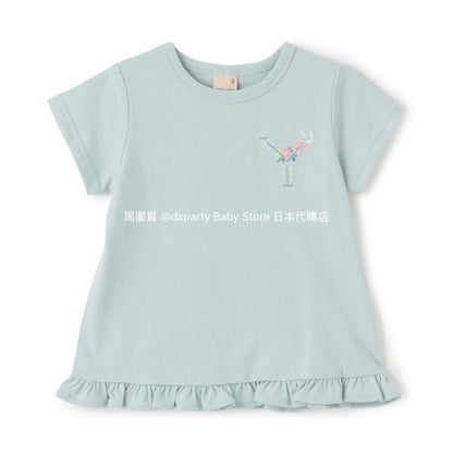 Japanese children's clothing pe#main embroidered English lettering top 80-130cm girls summer TOPS 