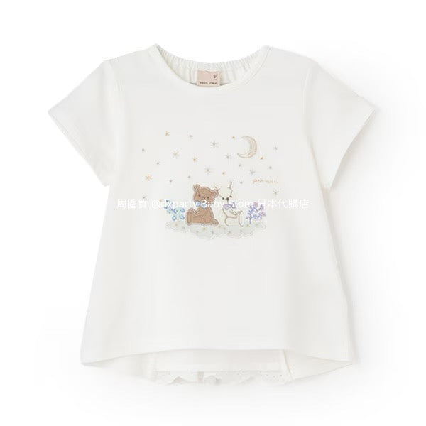 Japanese children's clothing pe#main Starry sky pupu &amp; tete tops 80-130cm girls summer TOPS 