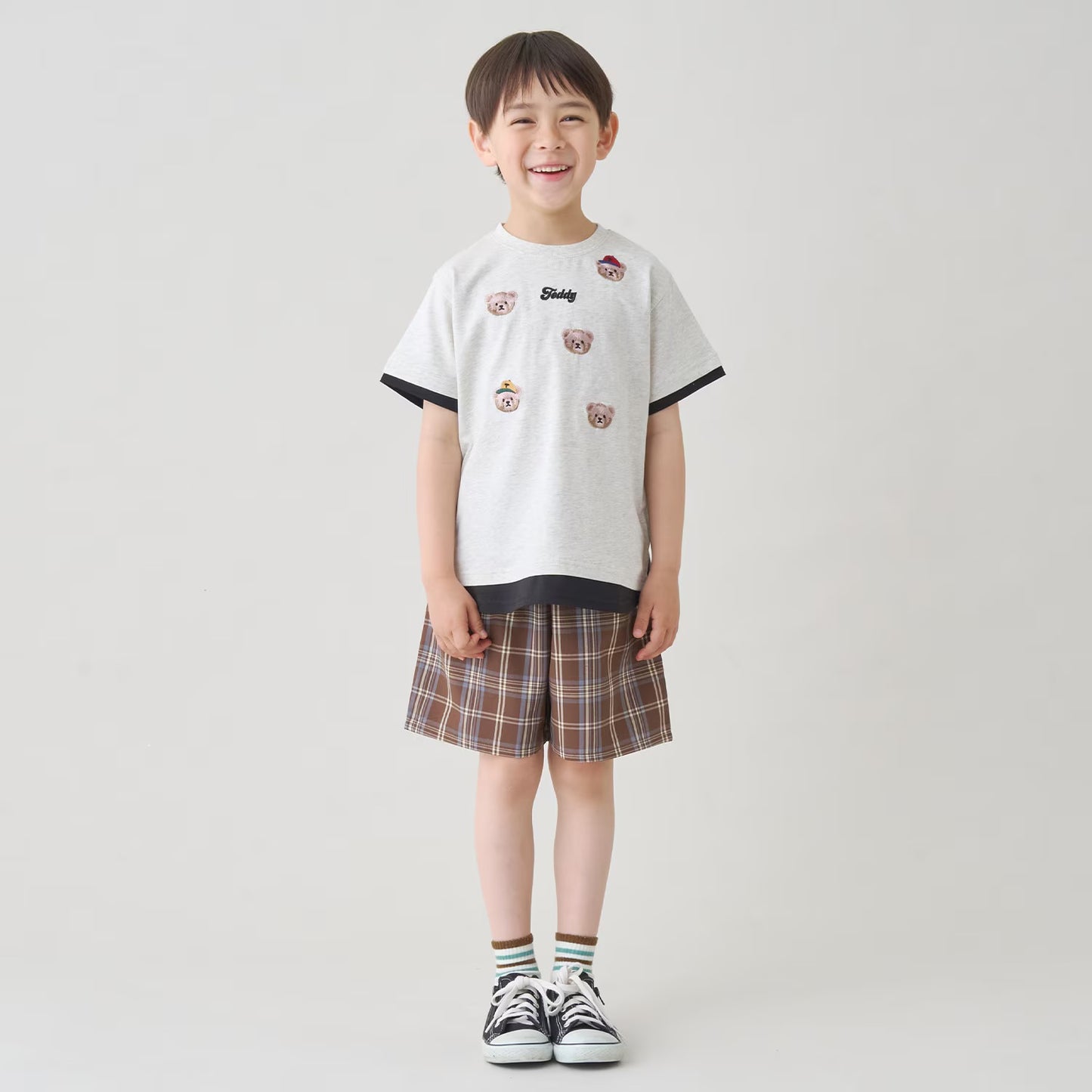 日本童裝 b・R# 假兩件刺繡圖案上衣 90-140cm 男童款 夏季 TOPS