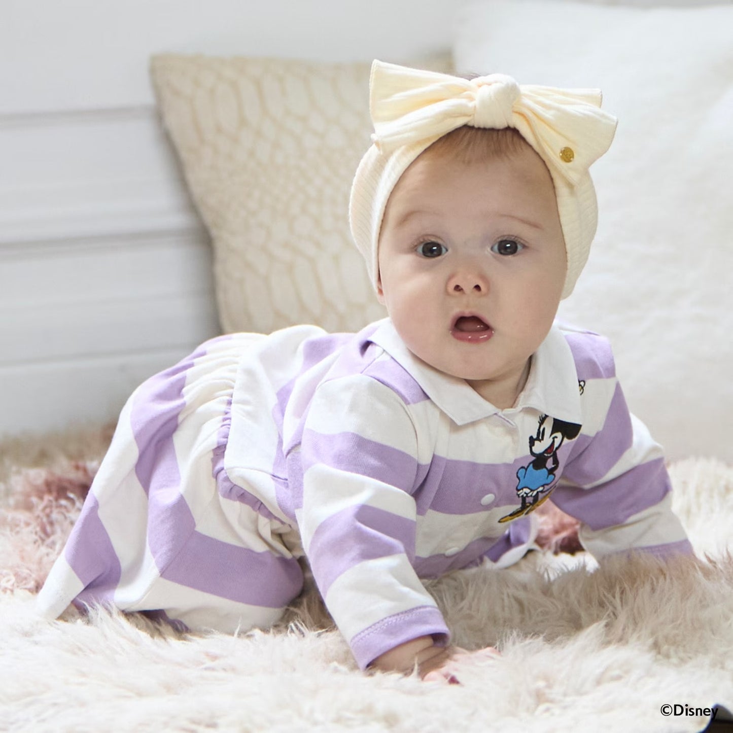 日本童裝 pe#main x Disney 間條連衣 70-80cm 女童款 初生嬰兒 秋季 Jumpsuit