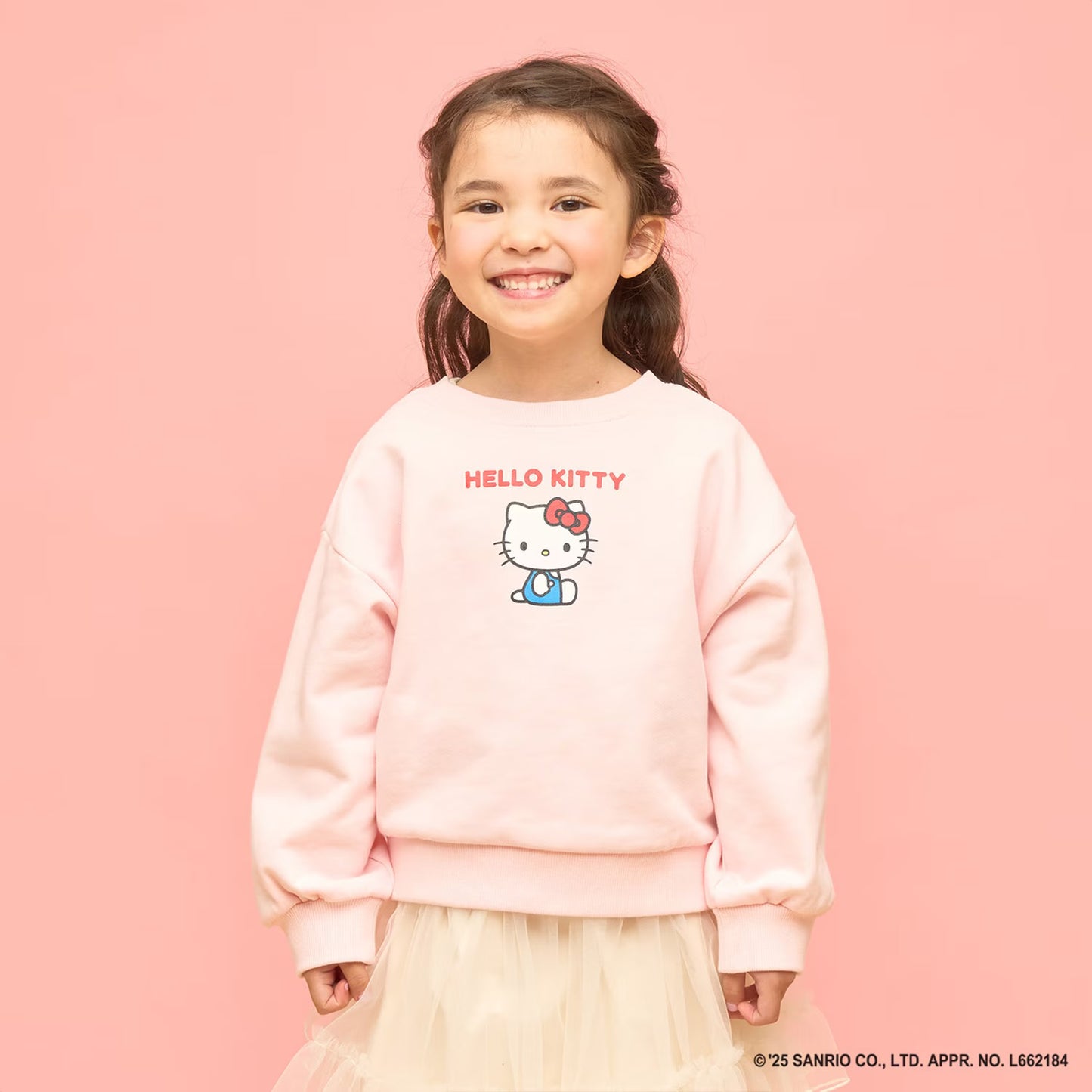 日本童裝 Ly# mine x Sanrio 速乾系列 2Way 前後兩著 Hello Kitty 3D絲帶衛衣 100-140cm 女童款 冬季 TOPS