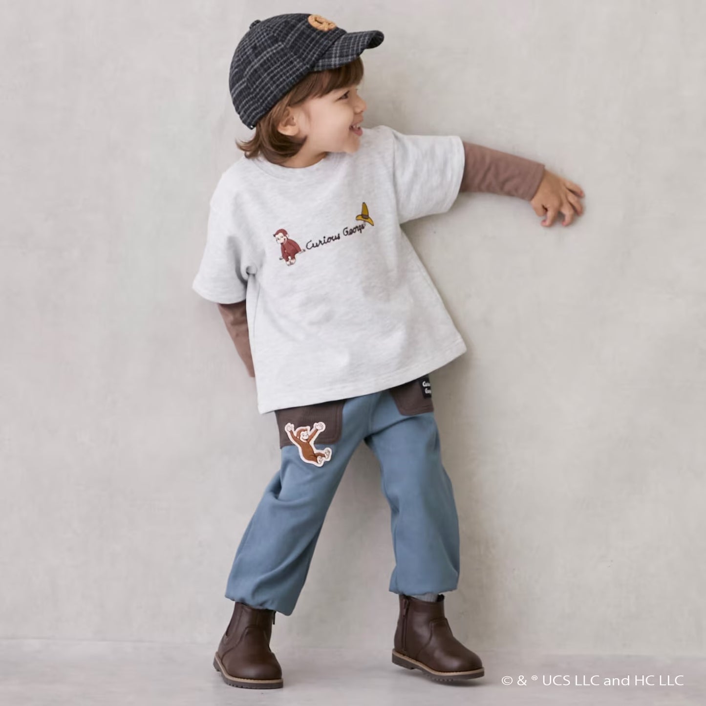 日本童裝 pe#main x Curious George 工裝長褲 80-130cm 男童款 冬季 PANTS