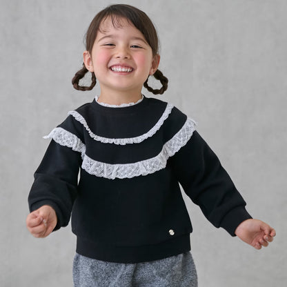 日本童裝 pe#main 蕾絲花邊衛衣 80-130cm 女童款 冬季 TOPS