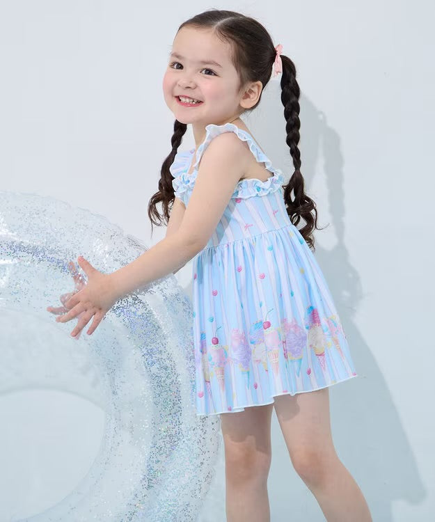 日本童裝 aF#a325 防UV 連身泳衣 100-140cm 女童款 夏季 夏日玩水泳衣特輯