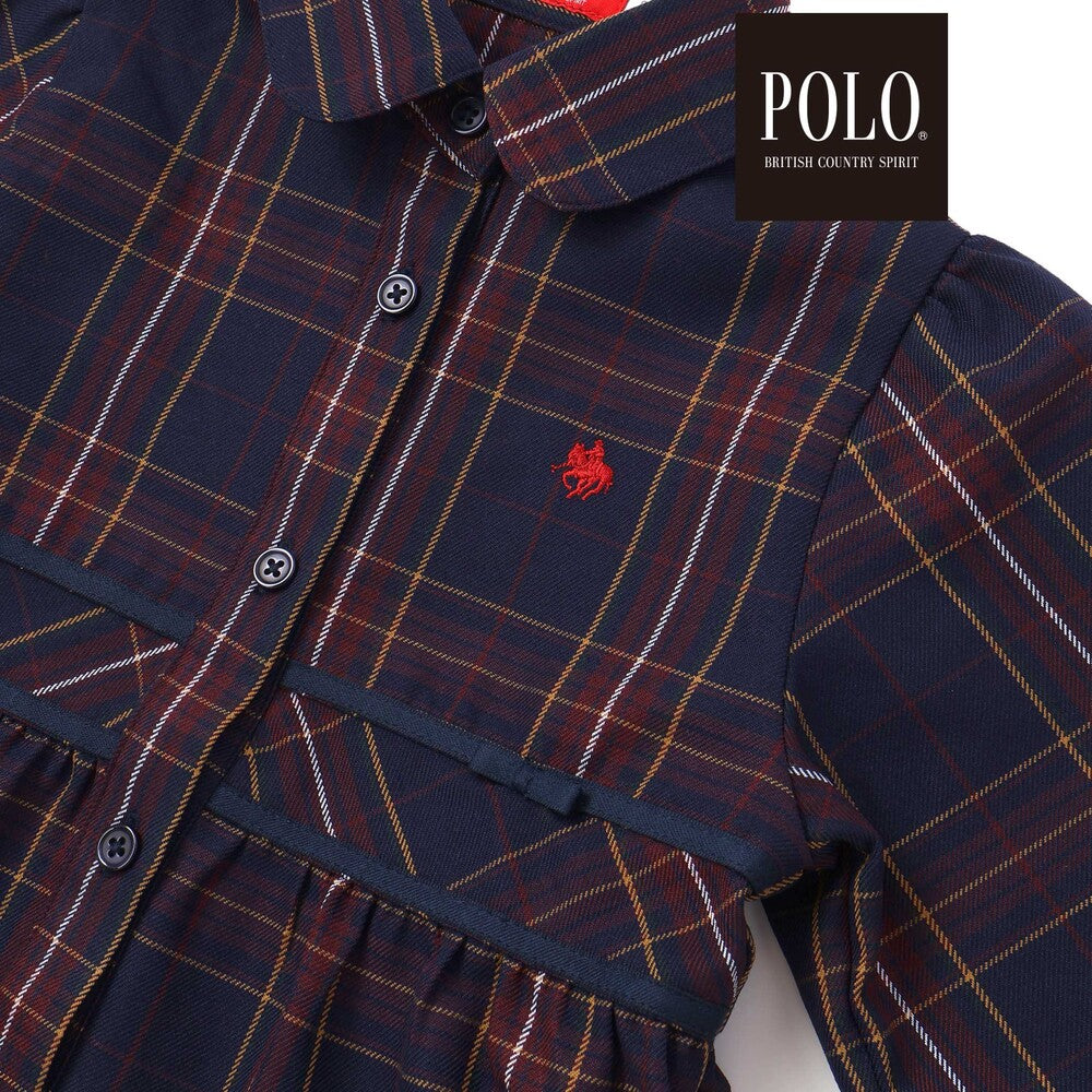 日本童裝  SLAP SLIP x POLO BCS 格紋拼接連身裙 80-130cm 女童款 秋季 DRESSES 面試/宴會/表演