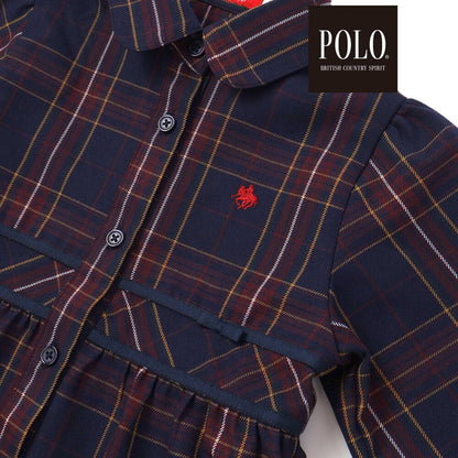 日本童裝  SLAP SLIP x POLO BCS 格紋拼接連身裙 80-130cm 女童款 秋季 DRESSES 面試/宴會/表演