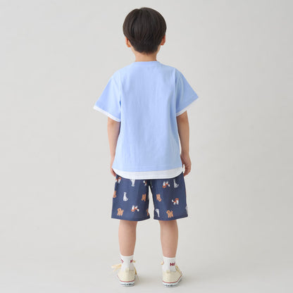 日本童裝 b・R# 假兩件刺繡圖案上衣 90-140cm 男童款 夏季 TOPS