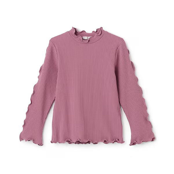 日本童裝 Ly# mine 木耳邊高領上衣 100-150cm 女童款 秋季 TOPS