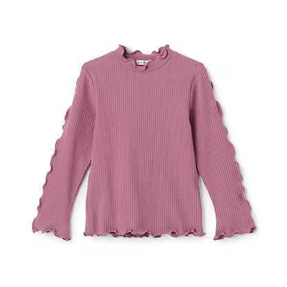 日本童裝 Ly# mine 木耳邊高領上衣 100-150cm 女童款 秋季 TOPS