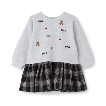 日本童裝 pe#main x【POLO BCS】假兩件拼接連身裙 80-130cm 女童款 秋季 DRESSES