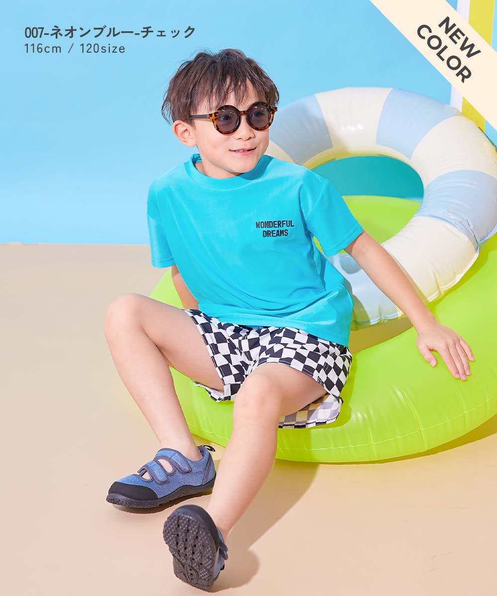 日本童裝 dev!rock 防UV 印花短袖沙灘兩件套裝 100-160cm 男童款 夏季 TOPS PANTS 夏日玩水泳衣特輯