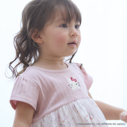 日本童裝 pe#main x 【Sanrio】刺繡拼紗上衣 80-130cm 女童款 夏季 TOPS