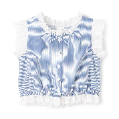 日本童裝 pe#main 蕾絲邊無袖襯衫 80-130cm 女童款 夏季 TOPS
